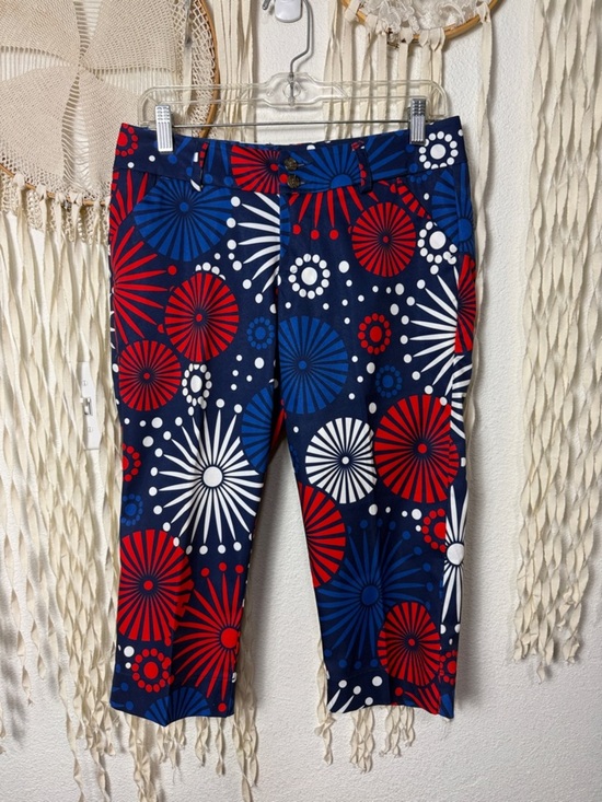 Loudmouth Pants - Loudmouth Navy Red White Blue Firework-Print Capris
